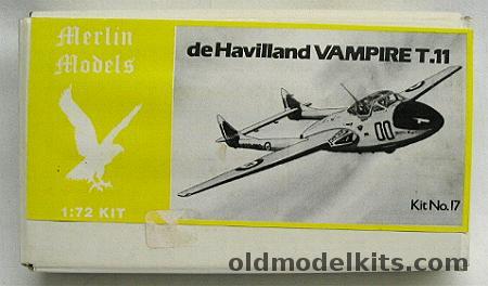 Merlin Models 1/72 deHavilland Vampire T.11 Two Seater, 17 plastic model kit